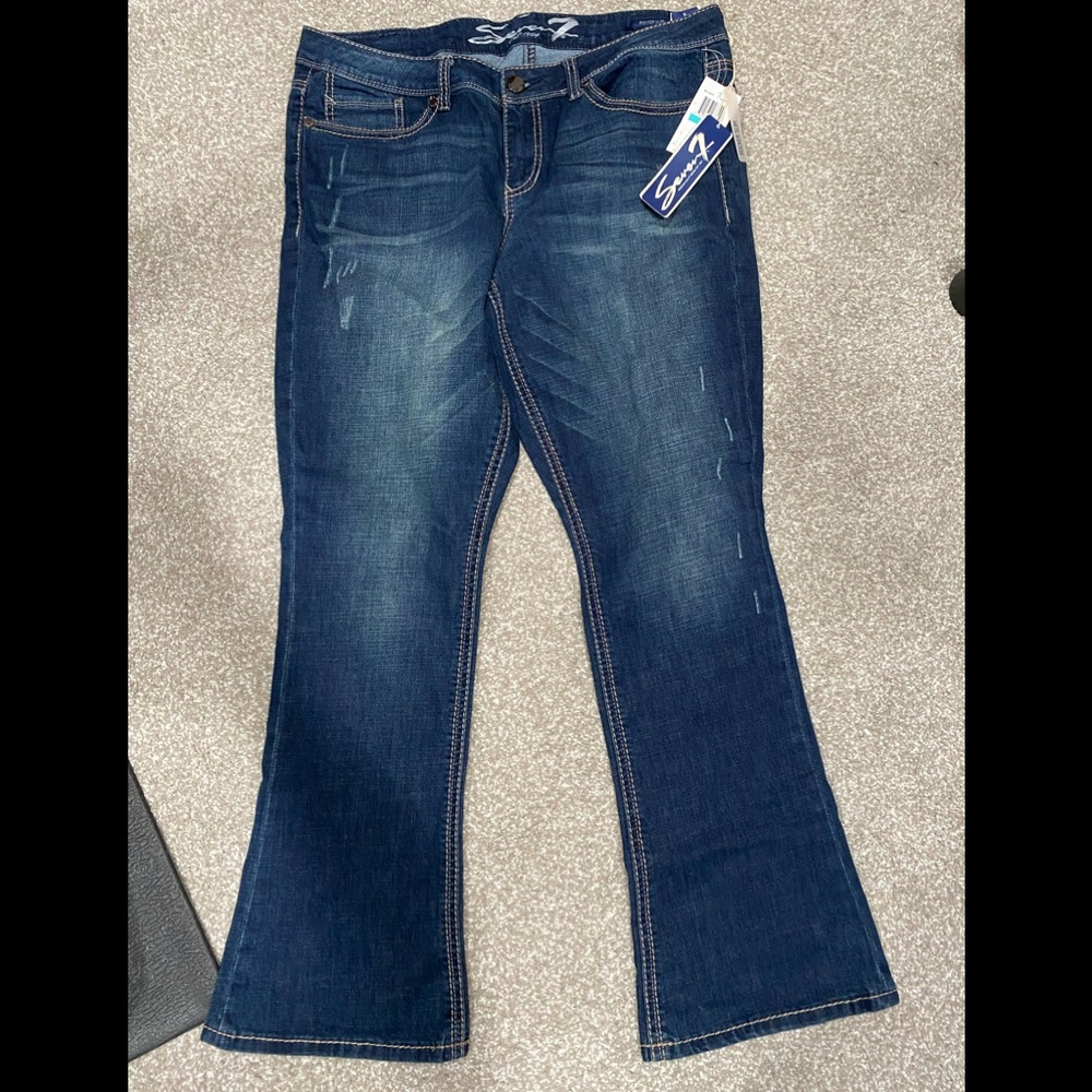New Seven7 Women's Rocker Embellished 5 Pocket Slim Boot Fit Jeans, size 16
